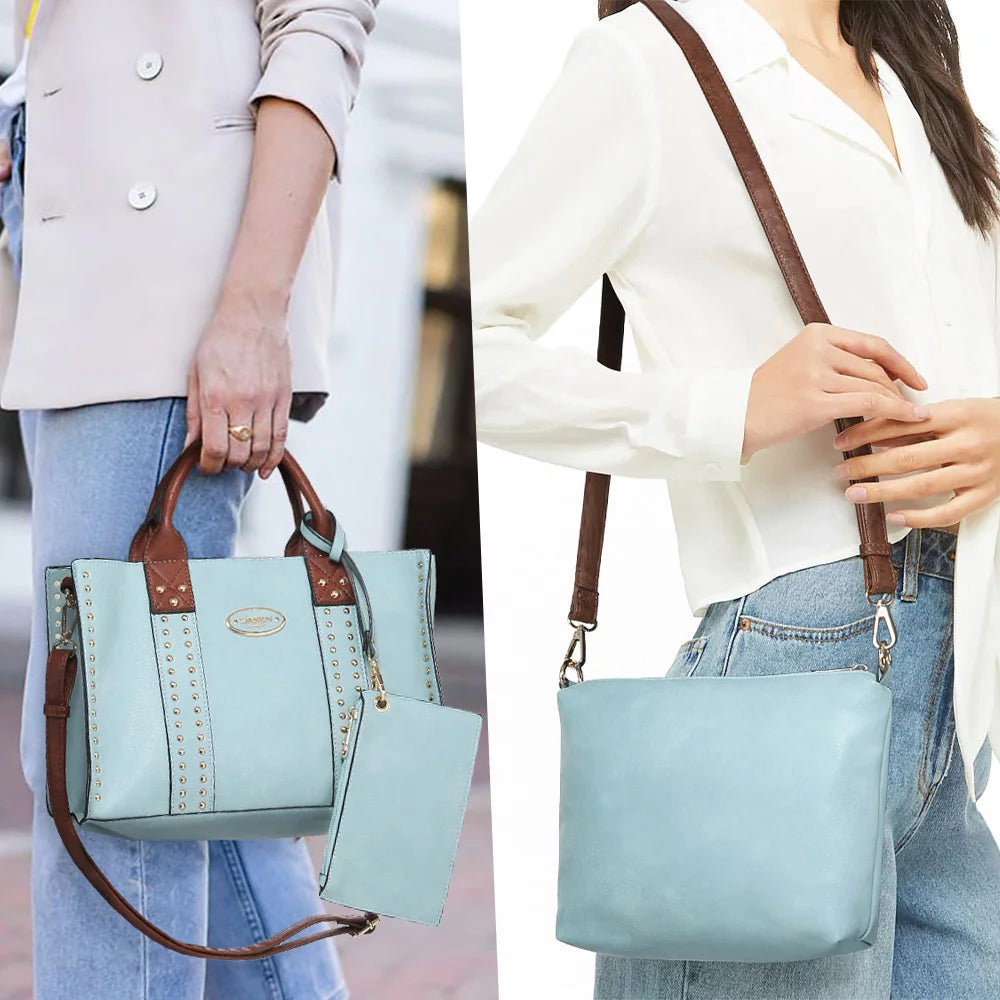 Women's 3-in-1 Handbag Set – Tote, Hobo Shoulder Bag & Satchel for Work or Daily Use